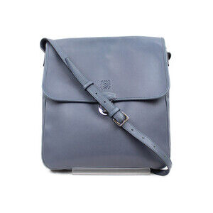 LOEWE Messenger Bag Blue Leather Shoulder Crossbody